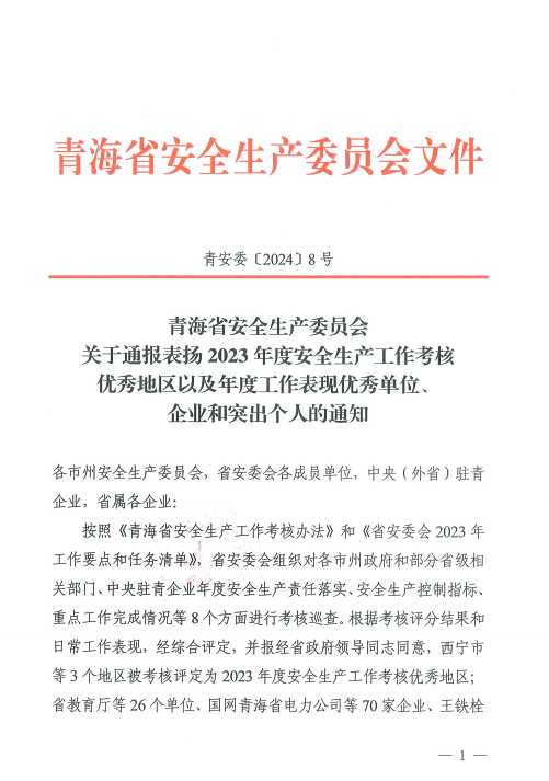 喜報(bào)！2023年度安全生產(chǎn)工作優(yōu)秀企業(yè)和突出個(gè)人名單揭曉！